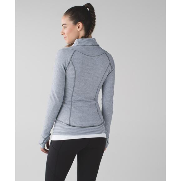 Lululemon Think Fast Pullover Mini Check Pique White Heathered Slate sz 4 - Picture 2 of 7